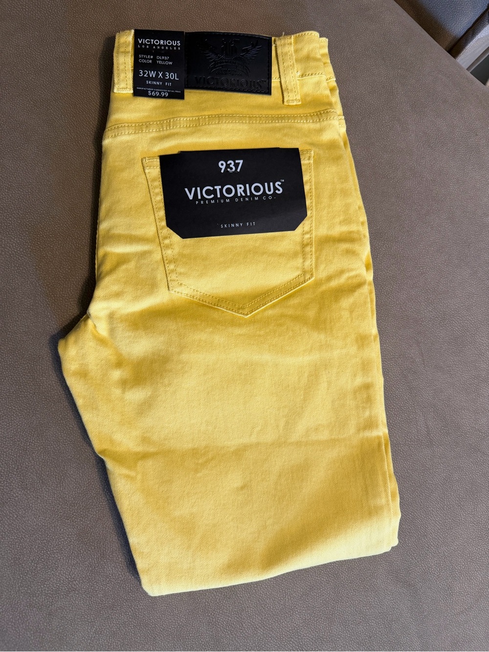 NWT Victorious 937 Men's Skinny Jeans - Yellow 32x30
